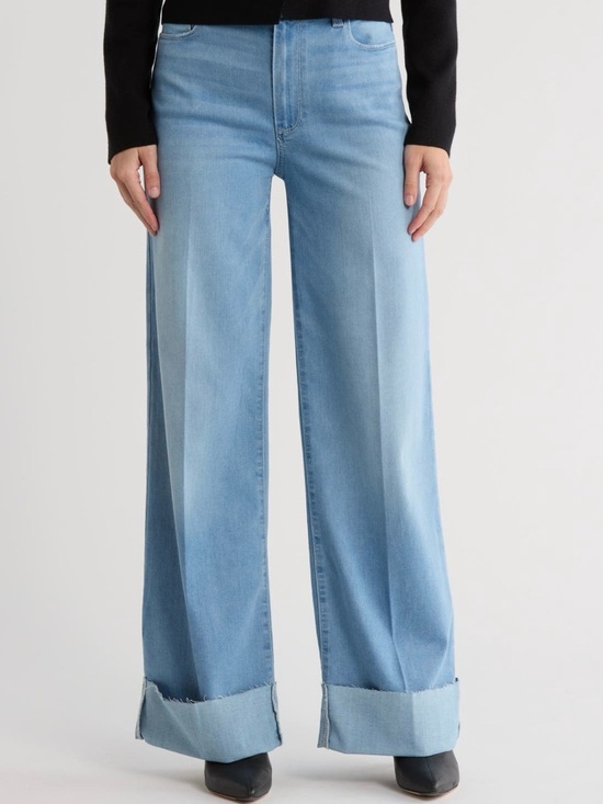 PAIGE Denim - PAIGE Connie Cuffed Raw Hem High Waist Wide Leg Jeans